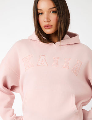 Kaiia Slogan Oversized Hoodie Dusty Pink
