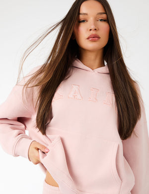 Kaiia Slogan Oversized Hoodie Dusty Pink