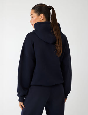 Kaiia Slogan Oversized Hoodie Navy & Light Grey Marl