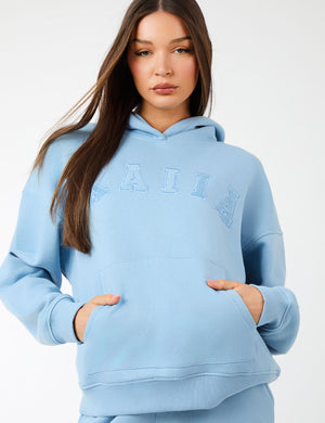 Kaiia Slogan Oversized Hoodie Steel Blue