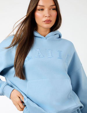 Kaiia Slogan Oversized Hoodie Steel Blue