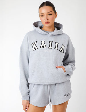 Kaiia Sport Oversized Hoodie Grey Marl & White