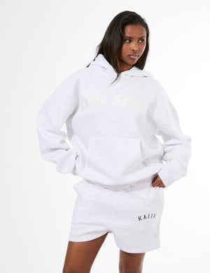 Kaiia Sport Oversized Hoodie Light Grey Marl & Cream
