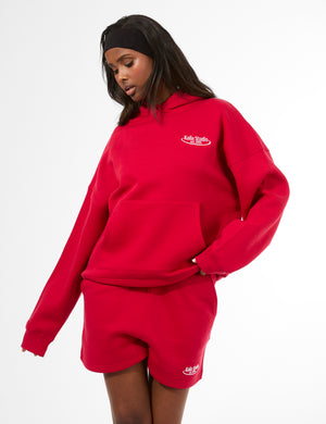 Kaiia Running Club Logo Oversized Hoodie Red