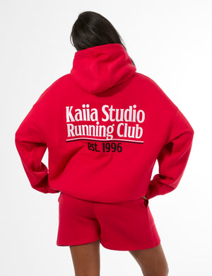 Kaiia Running Club Logo Oversized Hoodie Red