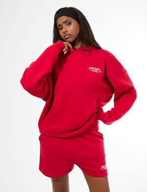 Kaiia Running Club Logo Oversized Hoodie Red