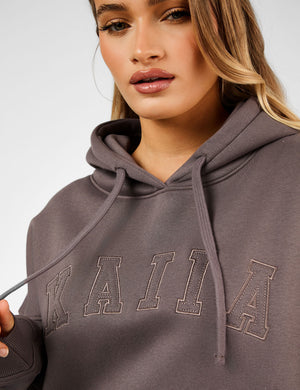 Kaiia Slogan Oversized Hoodie Mink