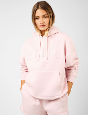 Kaiia Slogan Oversized Hoodie Dusty Pink