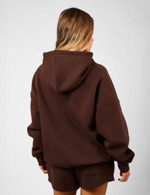 Kaiia Script Logo Oversized Hoodie Peppercorn