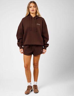 Kaiia Script Logo Oversized Hoodie Peppercorn