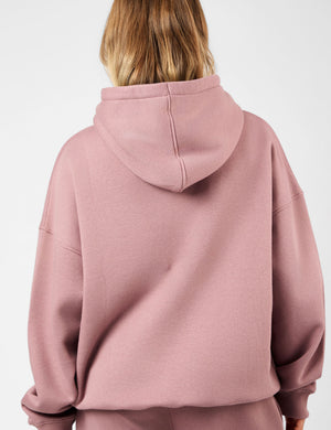 Kaiia Slogan Oversized Hoodie Rosewood & White