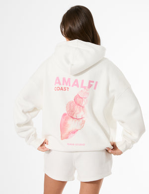 Kaiia Amalfi Back Graphic Oversized Hoodie White