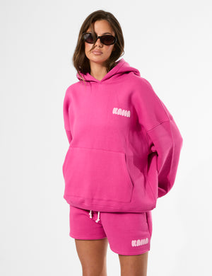 Kaiia Studio Bubble Graphic Oversized Hoodie Bright Pink & Baby Pink