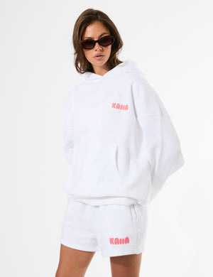 Kaiia Bubble Graphic Oversized Hoodie Vanilla & Coral