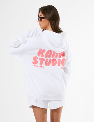 Kaiia Bubble Graphic Oversized Hoodie Vanilla & Coral