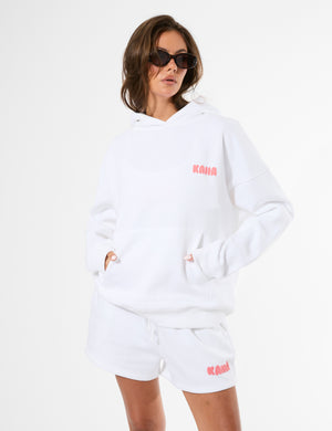Kaiia Bubble Graphic Oversized Hoodie Vanilla & Coral