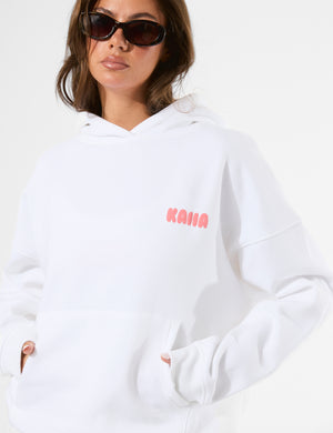 Kaiia Bubble Graphic Oversized Hoodie Vanilla & Coral