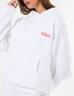 Kaiia Bubble Graphic Oversized Hoodie Vanilla & Coral