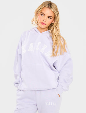 Kaiia Slogan Oversized Hoodie Dusty Lilac