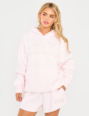 Kaiia Slogan Oversized Hoodie Shell Pink