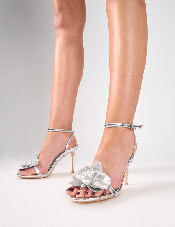 Mica Silver Chrome Orchid Barely There Heels