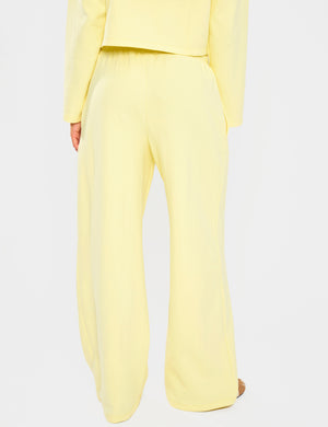 Kaiia Label Logo Premium Interlock Wide Leg Joggers Yellow