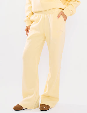 Kaiia Logo Flared Wide Leg Joggers Lemon