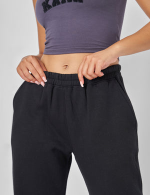 Wide Leg Sweat Pants Black