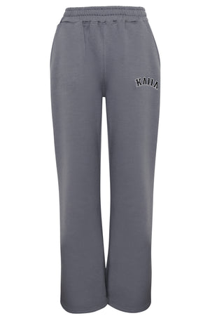 Kaiia Wide Leg Sweat Pants in Charcoal Grey