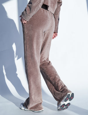 Kaiia Studio Velour Wide Leg Pants Brown