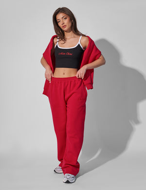 Kaiia Wide Leg Joggers Red