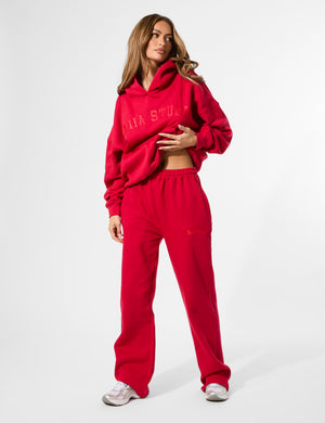Kaiia Wide Leg Joggers Red
