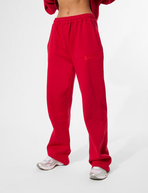 Kaiia Wide Leg Joggers Red