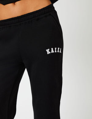 Kaiia Logo Wide Leg Sweat Pants in Black