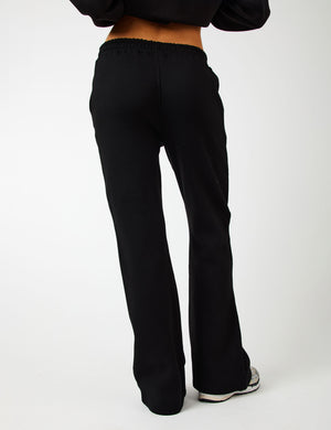 Kaiia Logo Wide Leg Sweat Pants in Black