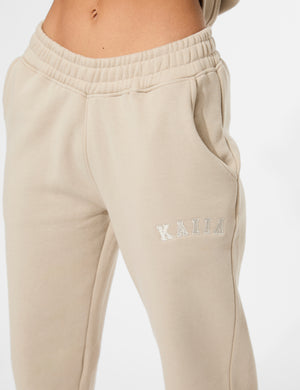 Kaiia Logo Wide Leg Sweat Pants in Stone