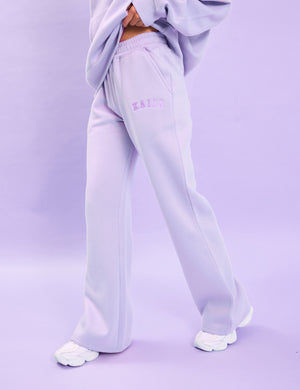 Kaiia Logo Wide Leg Sweat Pants Lilac