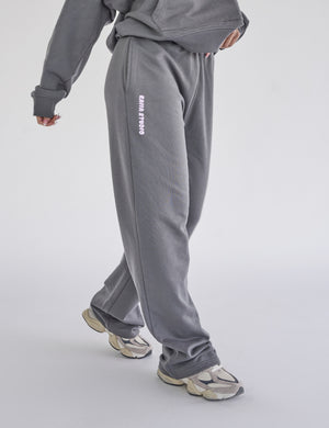 Kaiia Studio Bubble Logo Wide Leg Sweat Pants Dark Grey & Lilac