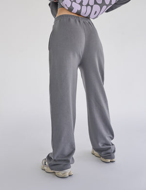 Kaiia Studio Bubble Logo Wide Leg Sweat Pants Dark Grey & Lilac