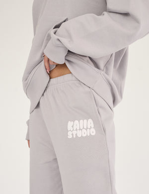 Kaiia Studio Bubble Logo Cuffed Joggers Light Grey