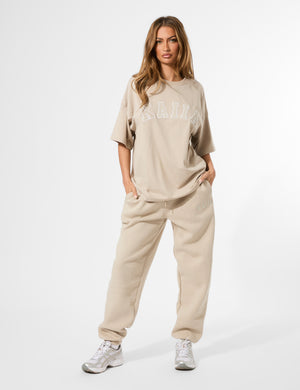 Kaiia Logo Cuffed Joggers Stone