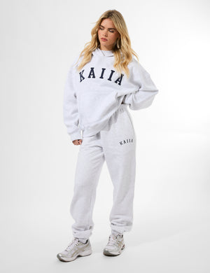 Kaiia Logo Cuffed Joggers Light Grey Marl