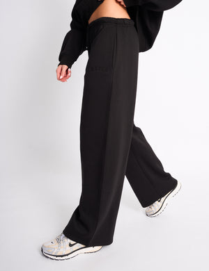 Kaiia Logo Wide Leg Joggers Black On Black
