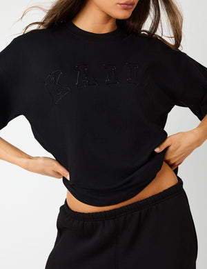 Kaiia Logo Cuffed Joggers Black On Black