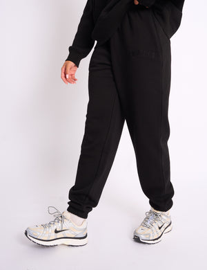 Kaiia Logo Cuffed Joggers Black On Black