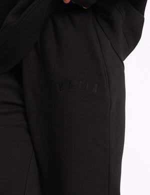 Kaiia Logo Cuffed Joggers Black On Black