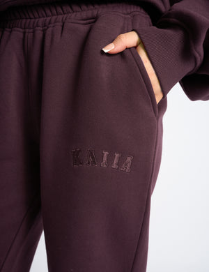 Kaiia Logo Wide Leg Joggers Dark Cherry