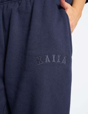 Kaiia Logo Cuffed Leg Joggers Deep Blue