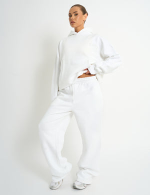 Kaiia Embossed Wide Leg Joggers White