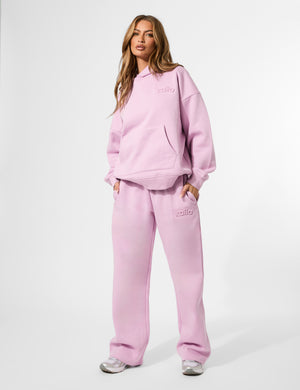 Kaiia Embossed Logo Wide Leg Joggers Parma Violet